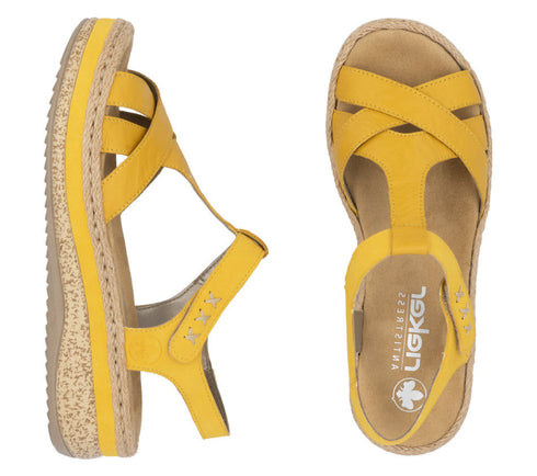 Sandale casual, dama, RIEKER, ANTISTRESS, V0919-68 galben, piele ecologica